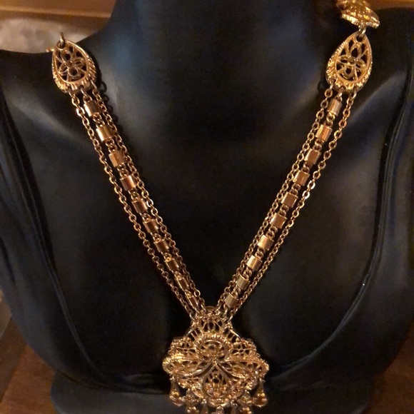 Monet Vintage Filigree Multi Chain Statement Necklace - Picture 2 of 16